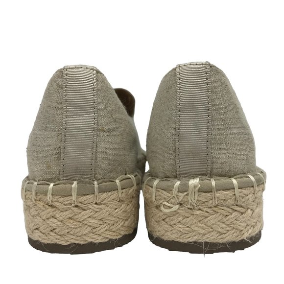 JOIE Cara Platform Espadrilles Womens 8M Tan & Silver Fabric Memory Foam 684661 - Picture 5 of 10